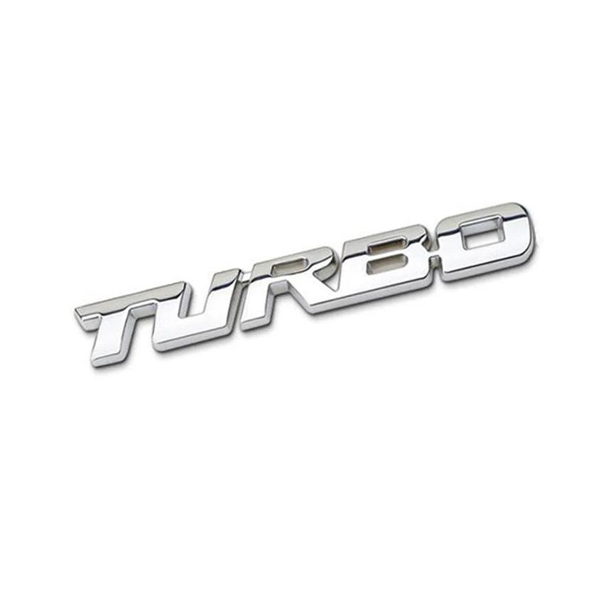 

TURBO 3D металлическая наклейка на кузов автомобиля, эмблема, наклейка, гальваника, цинковый сплав, значок на заднюю дверь автомобиля, украшение, автоаксессуары 9.7x1.1CM серебряный