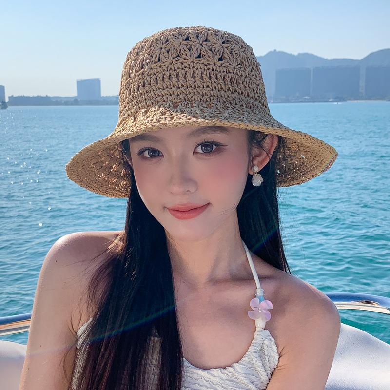 Taizhou Wenling hat women's summer versatile hollow straw hat outdoor fashion sunshade sun hat