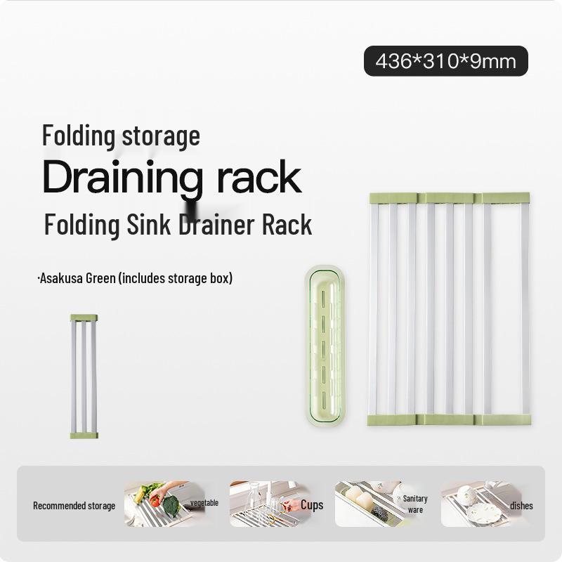

Foldable Kitchen Sink Drainer & Dish Storage Rack with Filter Mat