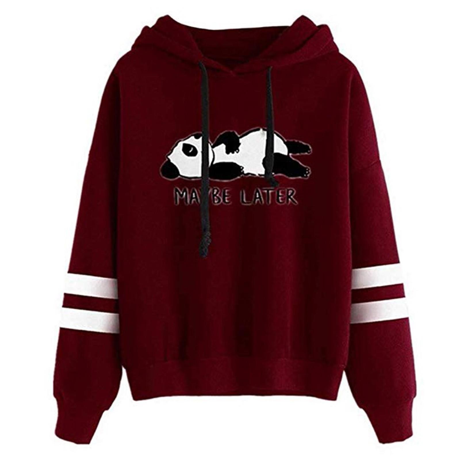 

Женский пуловер с капюшоном и длинным рукавом с надписью «Медведь», модные толстовки с капюшоном S винный