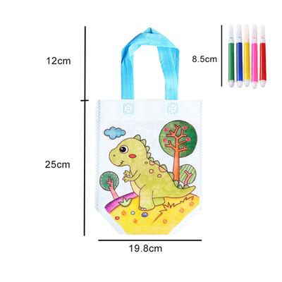 5 Sets DIY Graffiti Bag & Coloring Markers Handmade Painting Non-Woven Bag for Children Arts Crafts Color Filling Drawing Toy