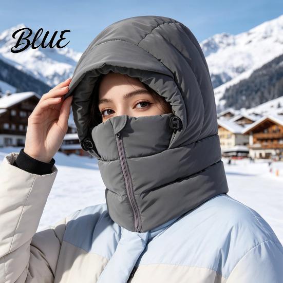 Thickened Scarf Hat for Cold Wind-Resistant Zipper Balaclava Hat Women Winter Face Mask Weather Outdoor