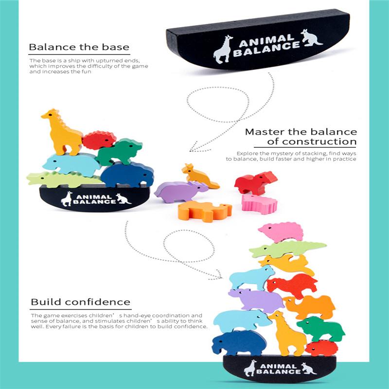Dinosaur Stacking Toy Building Blocks Wooden Animal Shaped Balance Stacking Toys Educational Toys for Kids Children’s Christmas Birthday