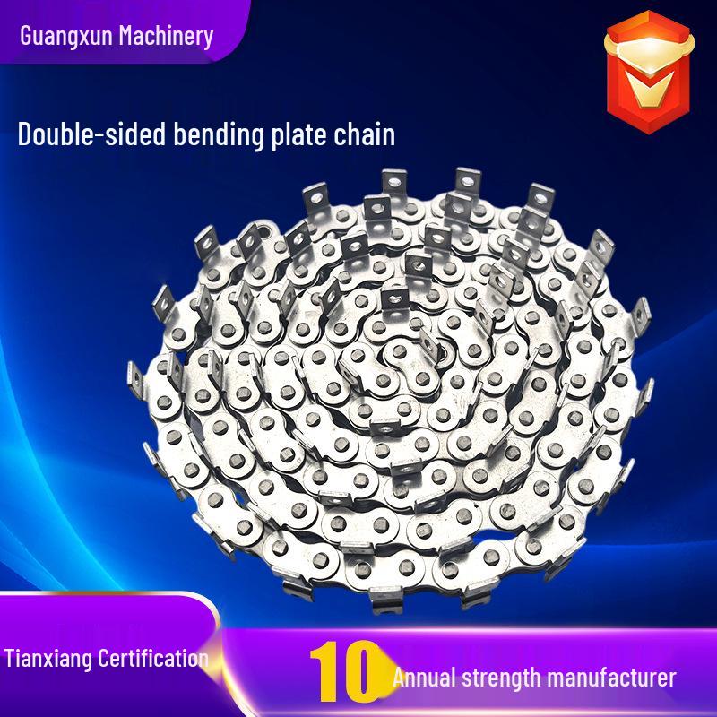 Stainless Steel Precision Roller and Conveyor Chain with Ear and Double-Sided Curved Plate.