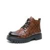 Fashion Men's Crocodile Skin Lace-up Short Boots Good Quality Leather Shoes Male Winter Business Formal Platform Boots Winter Men Shoes