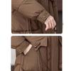 Winter Women Medium To Long Cotton Jacket Thickened Warm Casual Stand Collar Hooded Parker Coat Solid Color Warm Cotton Jacket