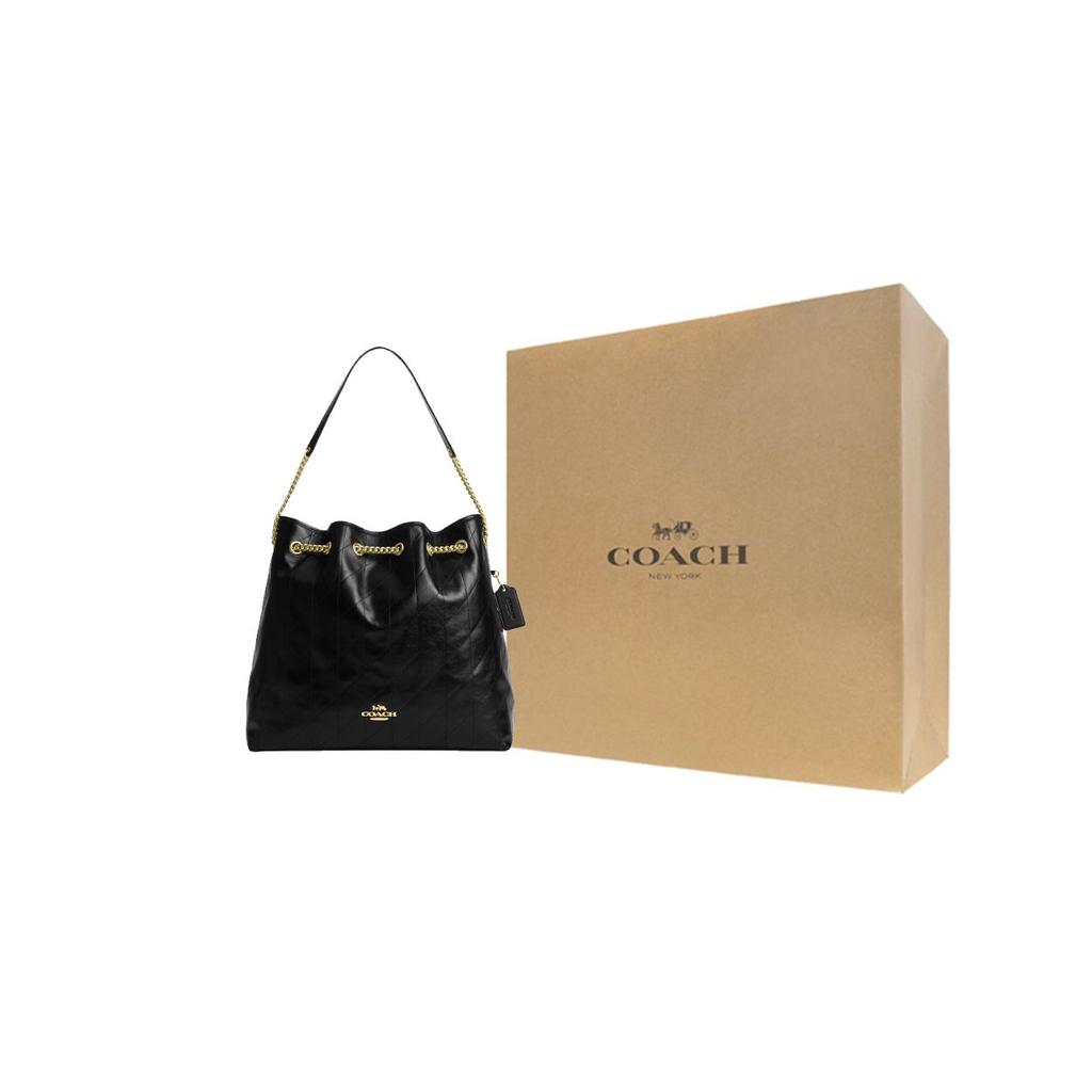 Coach Evelyn 36 Quilted Detail Leather Tote Bag Large Women bags Black CCZ81-IMBLK