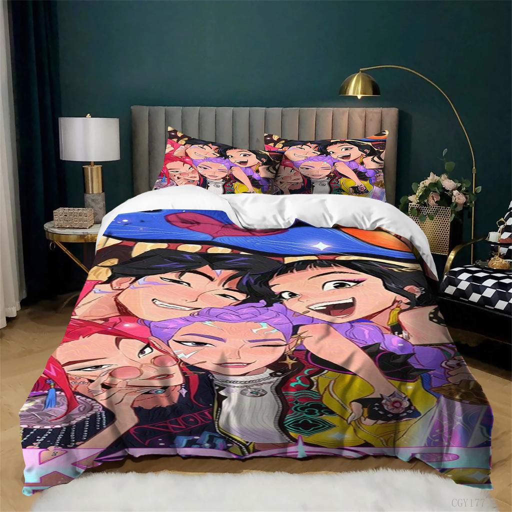 3 Pieces Kpop Duvet Cover Set Twin Size Soft Comfortable Quilt Cover Light-Weight Duvet Cover With Pillow Shams
