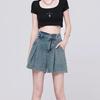 Trendy High-Waisted Pleated Denim Shorts for Women - Casual, Versatile A-Line Jeans for Spring/Summer