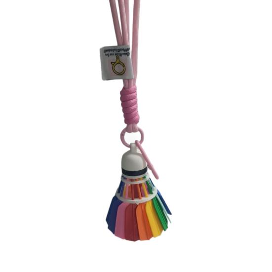 Badminton Ornament 3D Printed Shuttlecock Key Chain with Handcrafted Finishing Rainbow Color Backpack Desk Decor