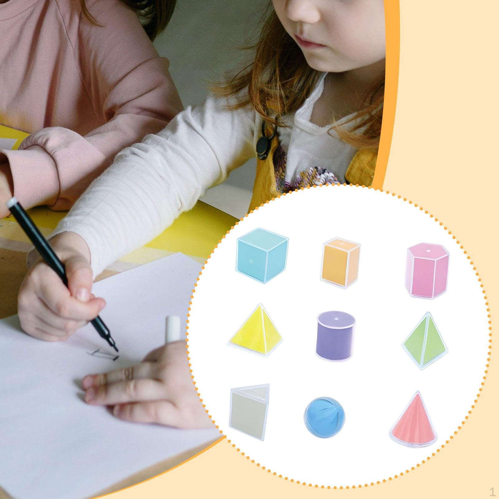9x 3D Geometric Solids Geometry Math Toys Portable Educational Toy Games Durability Boys Girls