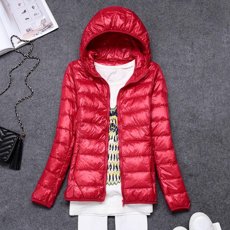Light down jacket women's short new thin hooded portable large size jacket winter fashion