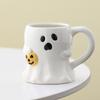 Cute Ghost Pumpkin Halloween Ceramic Mug   Reusable Spooky Coffee Cup with Handle, Halloween Party Gift