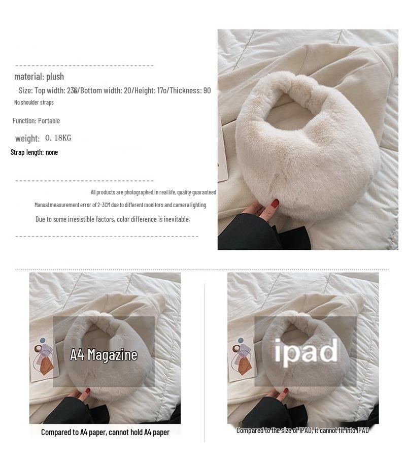 Plush High-End Dumpling Chain Handbag - Large Capacity & Versatile for Commuting