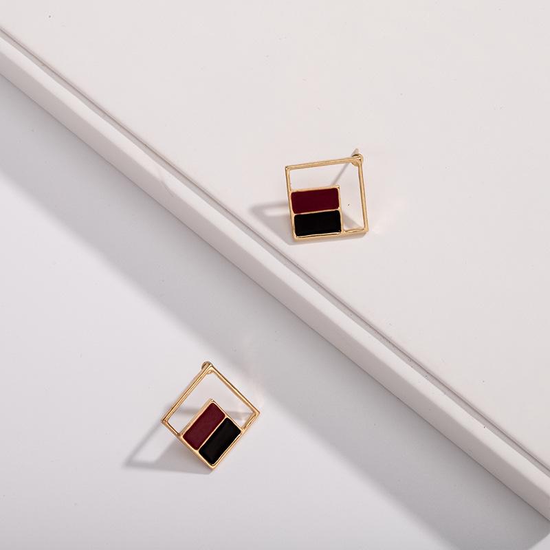 Korean Geometric Enamel Drop Earrings - Fashionable, Versatile, and Trendy Street Style for Women