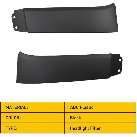 Headlight Filler Trim Panels for Toyota Tundra 2007-2013 / Sequoia 2008-2017 Upper Front Bumper Grille Cover Accessories LH&RH Pair Set Replace#: