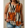 Women's Printed Tank Top T-shirt with Patterned Short Sleeves, Women's Sleeveless Round-neck T-shirt