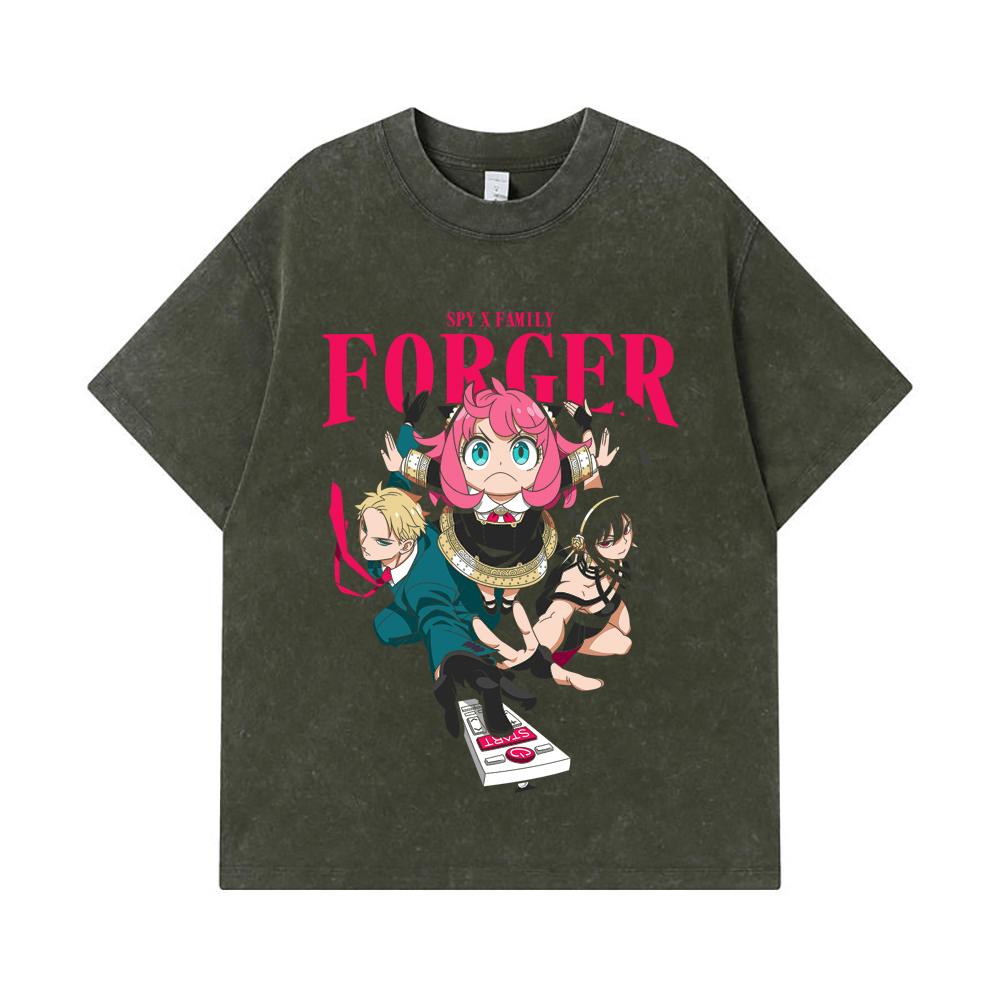 

275 GSM Washed T-shirts 100% Cotton Spy x Family V1 Forger Print Unisex Heavy Cotton T Shirt S армия зеленый