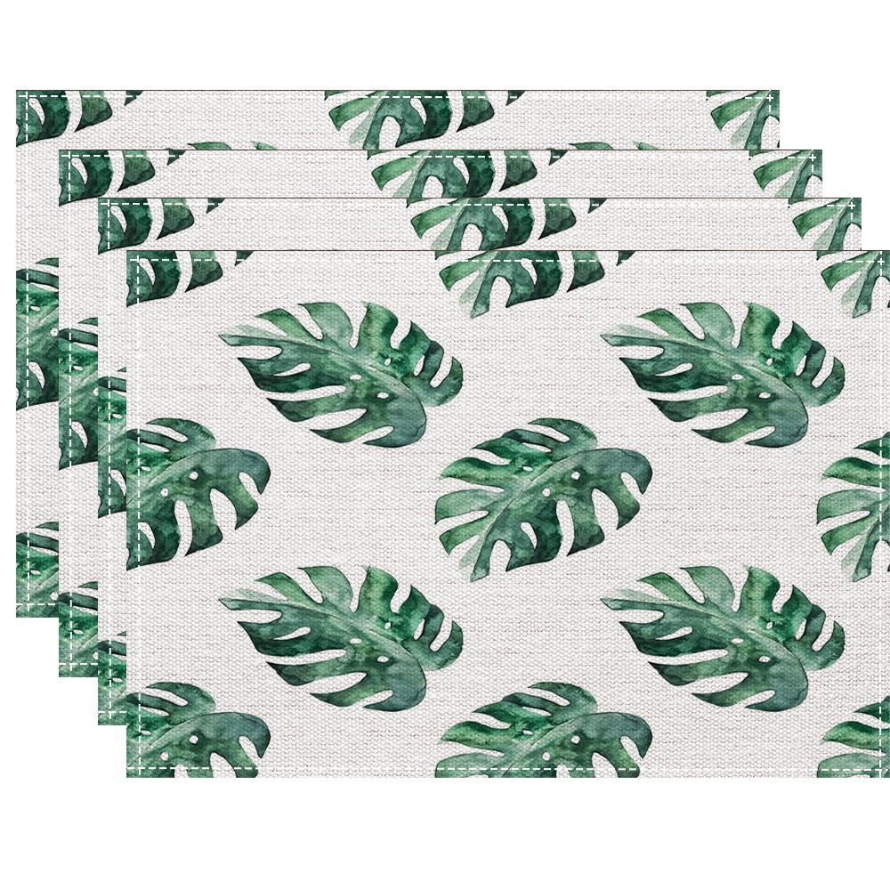 4/6/8pcs Tropical leaves Placemat Kitchen Dining Room Dining Table Anti-scalding Heat Insulation Mat