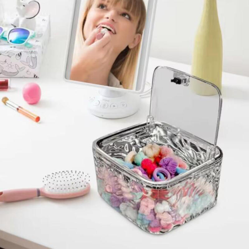 Hair Accessory Storage Box Desktop Girl Hair Clip Hair Ring Hair Clip Rubber Band Transparent Acrylic Sorting Box Storage Basket
