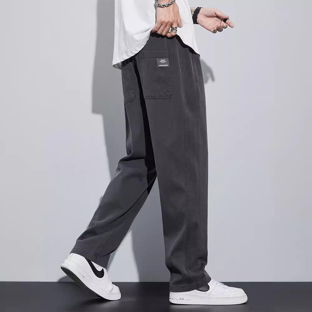 Men Summer Thin Loose Straight-Leg Trendy Brand Ice Silk Cool New Casual Long Pants