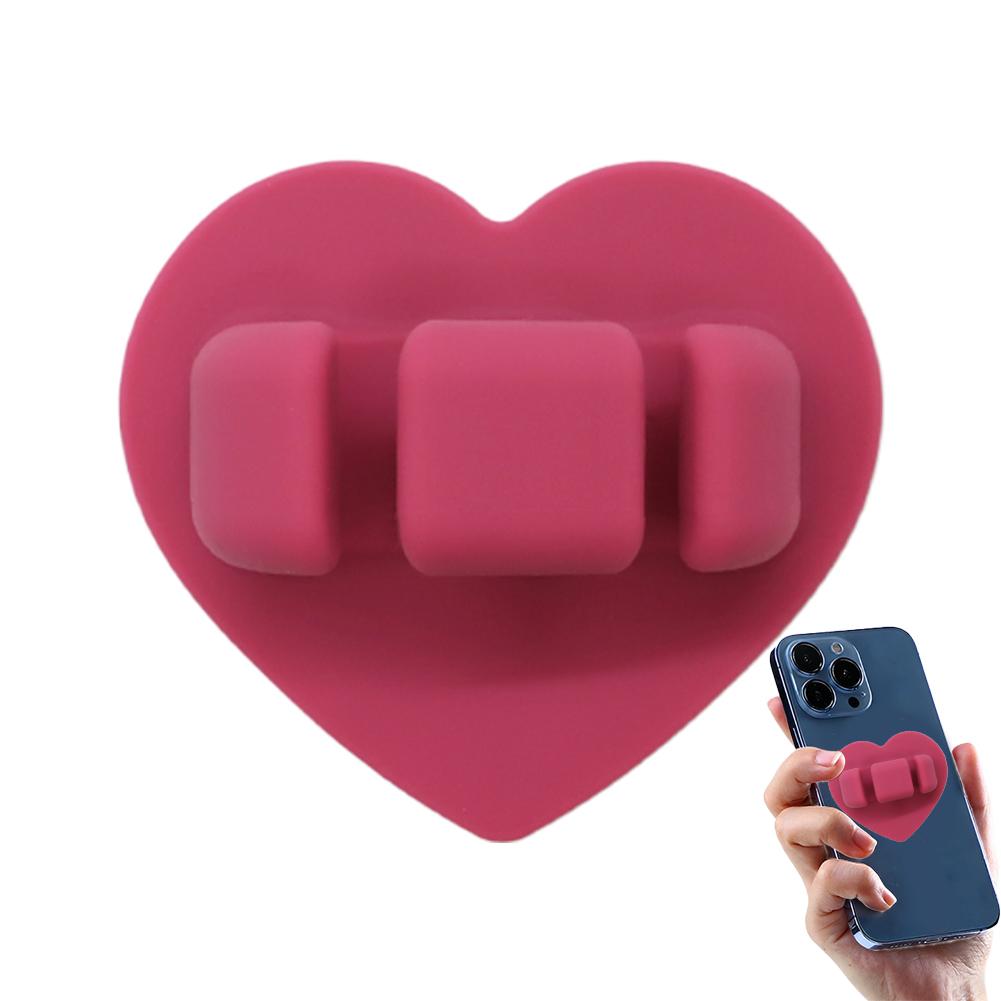 Heart-shaped Suction Cup Phone Holder Lip Gloss Holder Lipstick Lip Glaze Phone Case Self-Adhesive Silicone Lip Gloss Holder