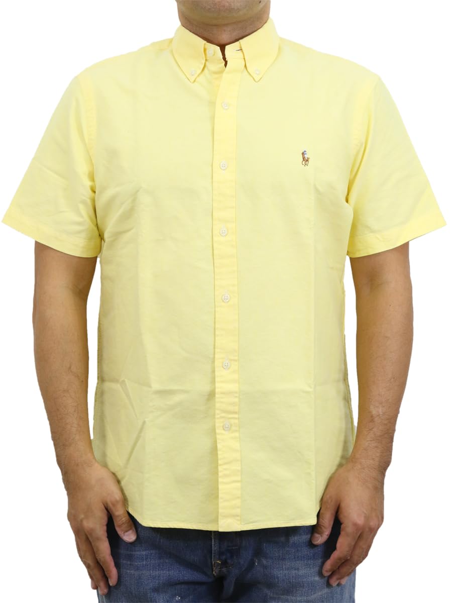 

Polo Ralph Lauren Классическая рубашка оксфорд с коротким рукавом, вышитый размер, желтая, мужская, на пуговицах, пони, средний, (Код товара 0104487)