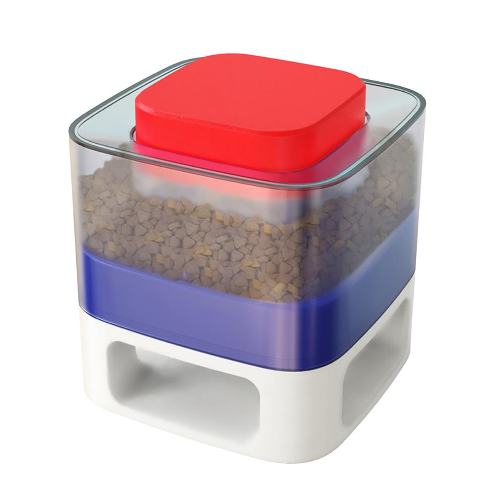 Automatic Pet Food Dispenser Dog Slow Feeder Anti-Slip Square Transparent Visible Food Storage Box Interactive Toys Pet Supplies