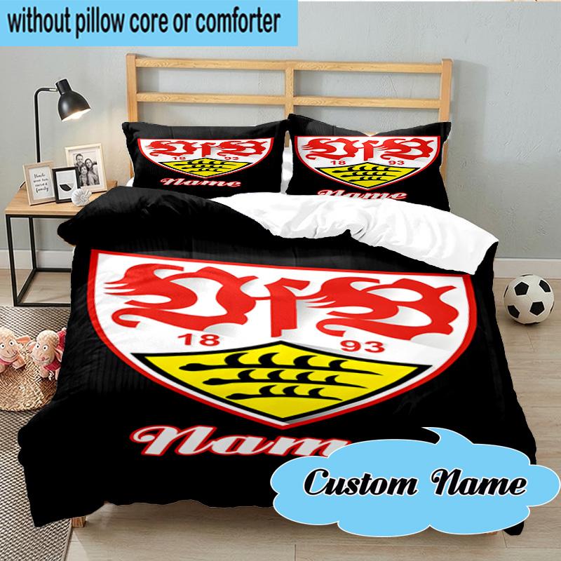 3PCS Custom Name Stuttgart Crest Art Bedding Set, Including 1pc Duvet Cover And 2pcs Pillowcases, Suitable for dorms and bedrooms Gift