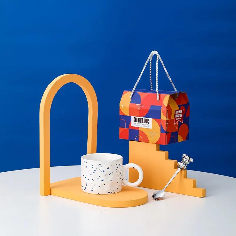 Creative Ins Style Coffee Mugs with Spoons, High Appearance Level Mugs, Housewarming Gift Box