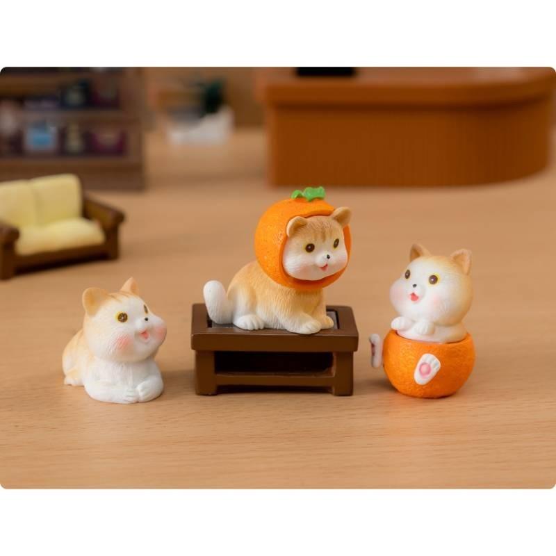 Creative New Year Lucky Orange Cat Blind Box Resin Craft Figurines Collectible