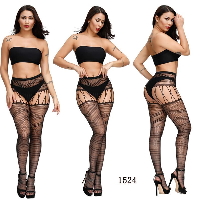 New Plus Size Fishnet Stocking Garter Sexy Women Tight Open Crotch High Waist Lingerie Fishnet Pantyhose Crotchless Mesh Tight