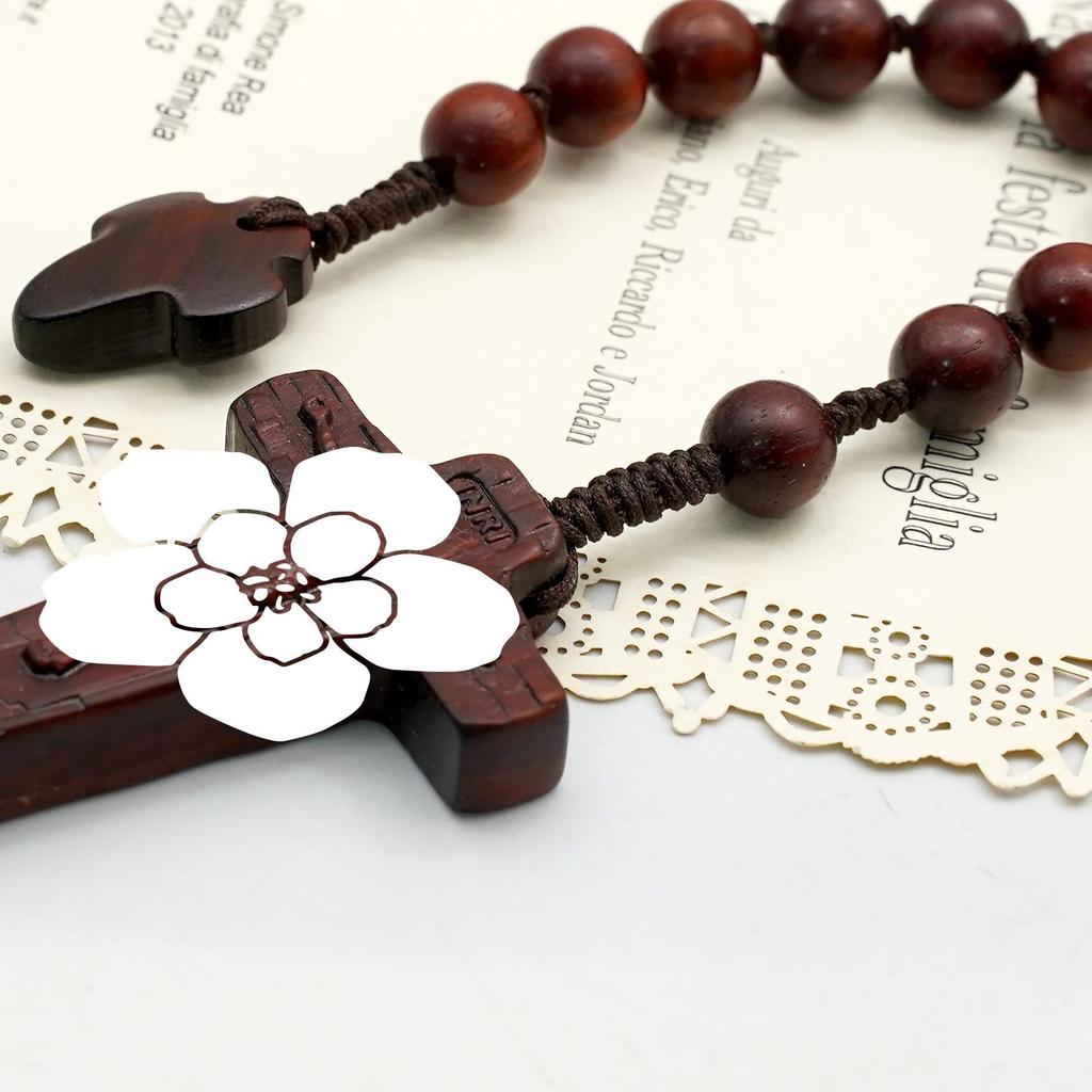 Handmade Rosewood Mala 8mm with Simple Shale Background and Rope-Woven Design