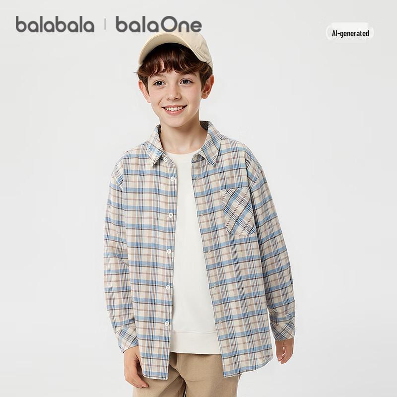 Balabala Kids' Plaid Long-Sleeve Shirt Jacket