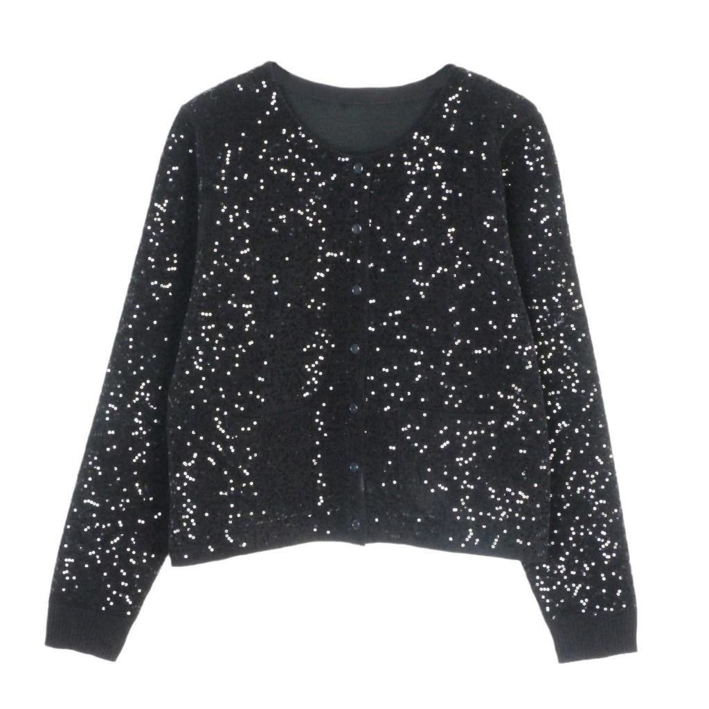 French S-Style Sequin Knit Cardigan & Midi Skirt Set – Autumn/Winter Collection