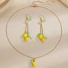 Fresh Lemon Fruit Dangle Earrings Pendant Necklace Matching Jewelry Set Summer Fruit Themed Accessory for Women