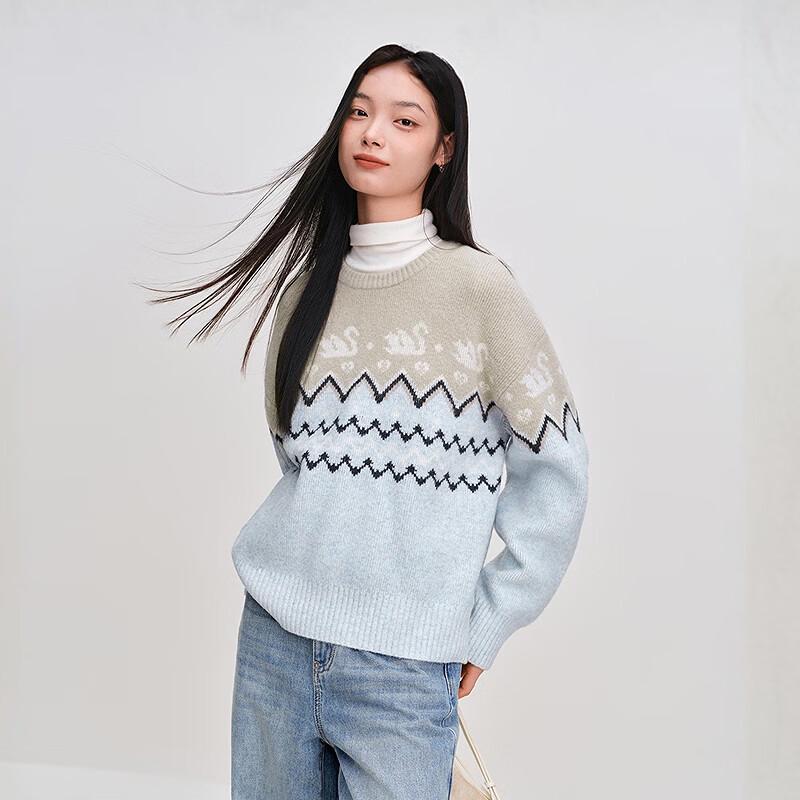 Женский вязаный свитер Ledin в стиле Fair Isle с лебедями S