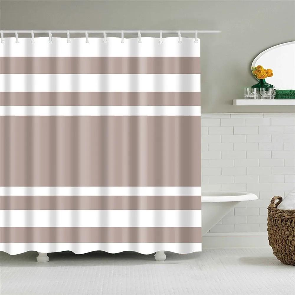 

Home Decor Geometric Stripes Wave Bathroom Shower Curtains Waterproof Polyester Fabric Bath Curtains for Bathroom with Hooks 90*180cm