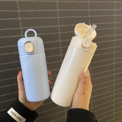 Nová nerezová ocel Bounce Cover Thermos Cup Mini Double Vacuum Straight Cup Roztomilý jednoduchý hrášek