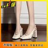 Square head word with thick heel Mary Jane bag head sandals women's 2025 summer high heel single shoes small fragrant style
