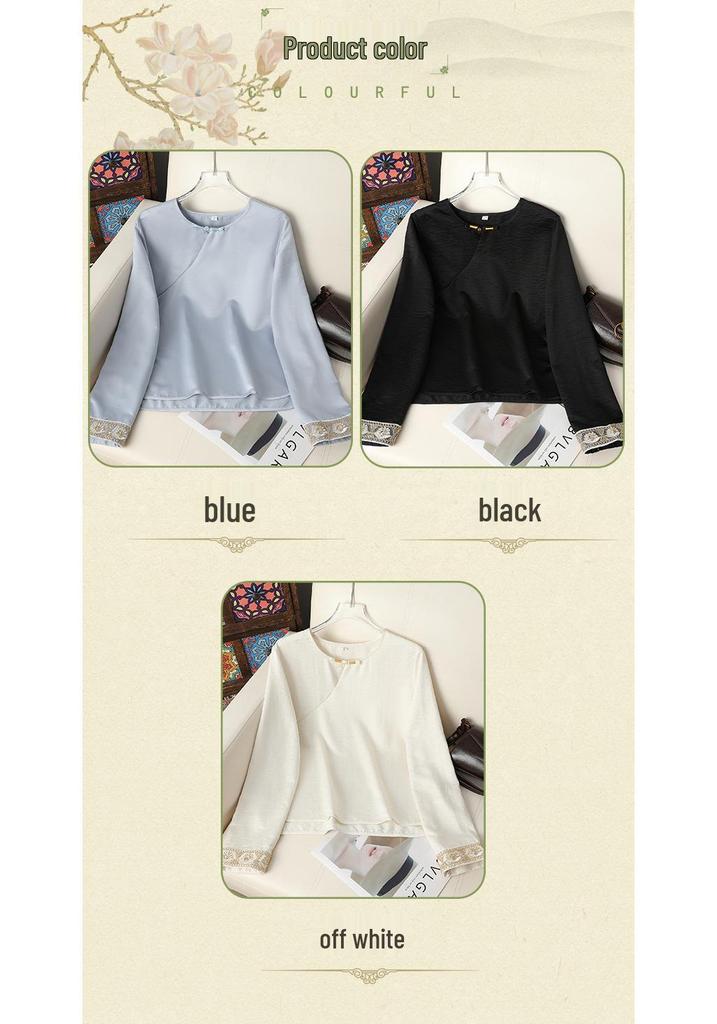 2026 Spring/Autumn Women's Lightweight Chinese Style Long Sleeve Base Layer Top