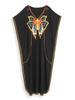 EDOLYNSA Plus Size Schwarz besticktes Kaftan Schwarzes Sommer Langes Strandkleid Damen Homewear Outfit Badeanzug Cover Up Loose Caftan