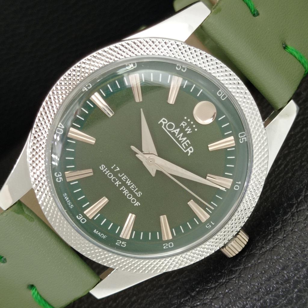 

HAND-WINDING VINTAGE SWISS MENS REFURBISHED GREEN COLOR DIAL WATCH a707140-1
