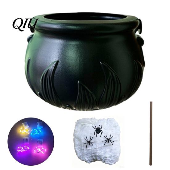 Beleuchteter Hexentrankkessel Leuchtender Hexenkessel DIY-Set, Halloween Leuchtende Schwarze Plastikschale mit Spinnen, Dark Fantasy Party Requisiten Gruselig