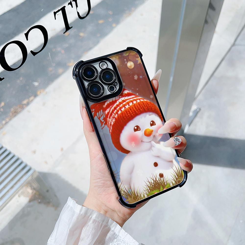 Ae110 Merry Christmas Electroplated TPU Phone Cases for iPhone 16 15 13 11 Pro Max 14 Plus 12 XR Infinix Smart 8 Tecno Four Corner Protection Cover