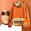 Lambswool Hooded Sweatshirt: Winter Solid Color, Fashionable & Versatile, Thickened for Extra Warmth