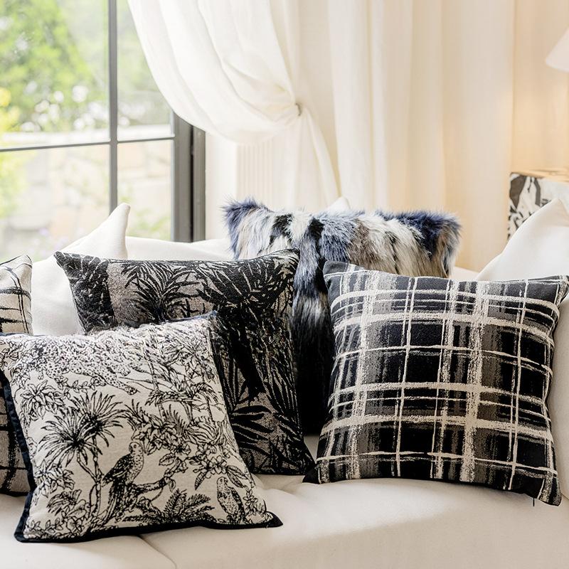 45X45CM Black and White Throw Pillow Cover Living Room Jacquard Cushion Cover Nordic Decor Home Decorative Pillowcase 2025 New