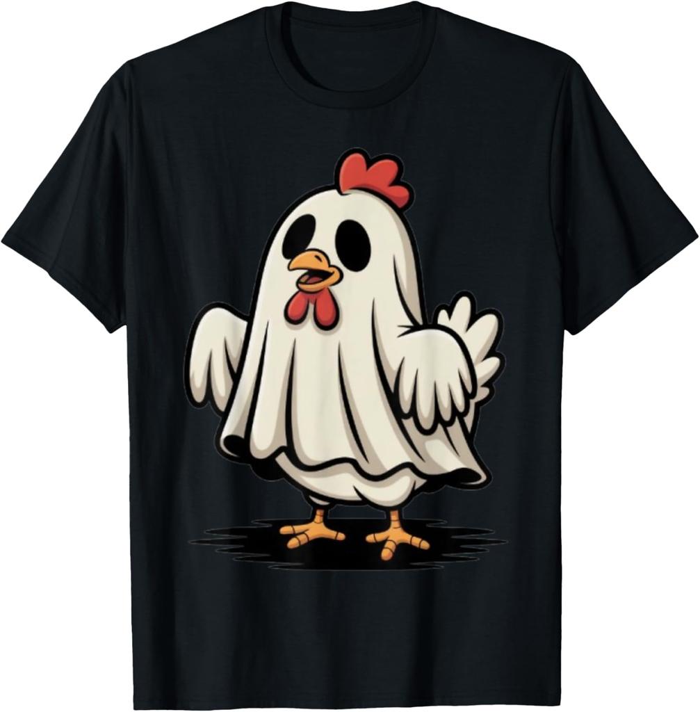 Funny Ghost Chicken Halloween T-Shirt Kawayi Couple Custom T-Shirt Unisex Summer Streetwear Tops Graphic T Shirts Camisas