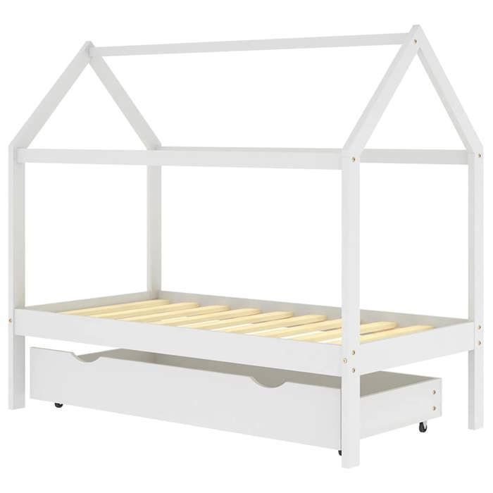 VidaXL Cadre de lit d'enfant avec un tiroir Blanc Pin massif 80x160 cm