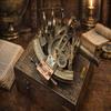 Messing Sextant Kompas met Houten Doos Nautisch Maritiem Navigatie-instrument Handgemaakt Zeeman